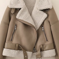 CAMEL SHEARLING AVIATOR JACKET