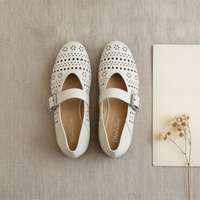 PERFORATED LEATHER MARY JANE FLAT