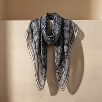 NAVY PAISLEY HAND-ROLLED SILK SQUARE