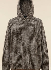 TEXTURED WEAVE HOODED KNIT
