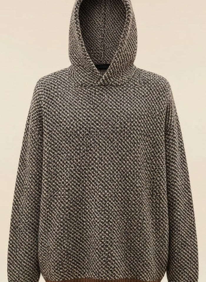 TEXTURED WEAVE HOODED KNIT