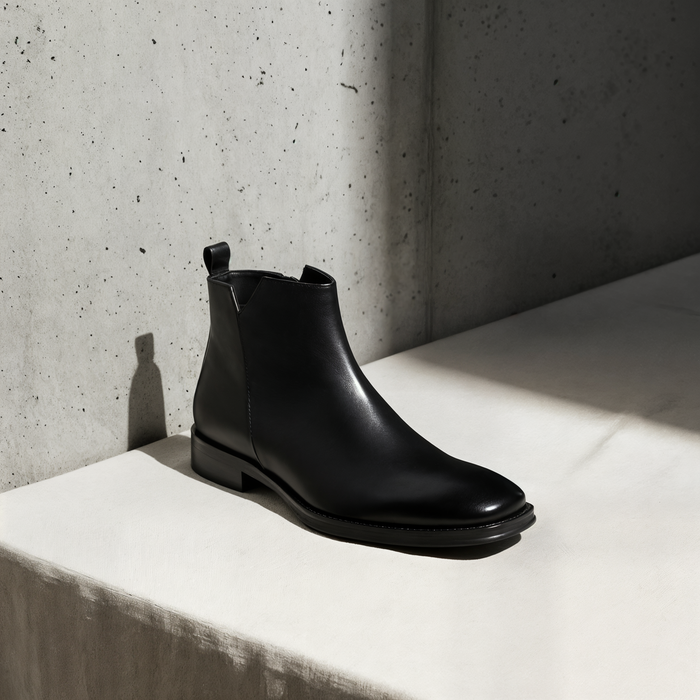 SQUARE TOE LEATHER CHELSEA BOOT