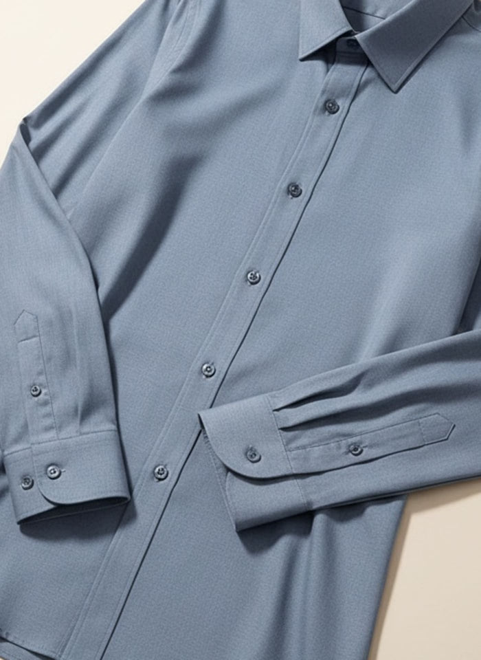 SLATE BLUE MODAL WOOL SHIRT