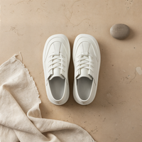 SQUARE TOE LEATHER PLATFORM SNEAKER