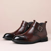 BURGUNDY BUCKLED CHELSEA ANKLE BOOT