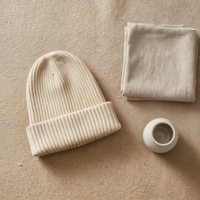 IVORY CASHMERE CUFFED BEANIE