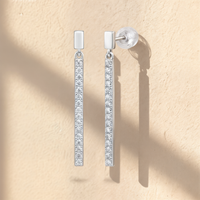 MOISSANITE LINEAR BAR DROP EARRINGS