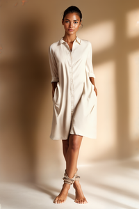 LONG LINEN SHIRT DRESS