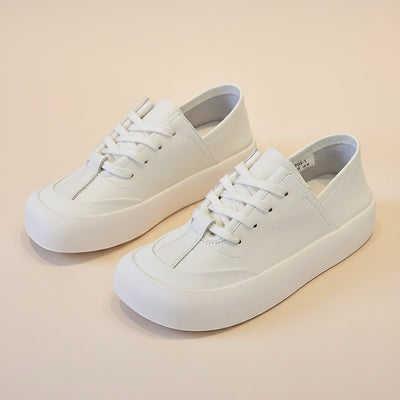 SQUARE TOE LEATHER PLATFORM SNEAKER