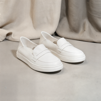 WHITE LEATHER PENNY LOAFER
