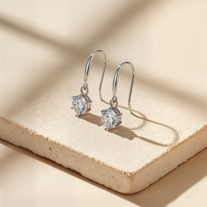 SIX-PRONG MOISSANITE DROP EARRINGS
