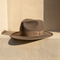 CAMEL WIDE-BRIM WOOL FELT FEDORA