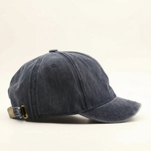 WASHED NAVY SHORT-BRIM CAP