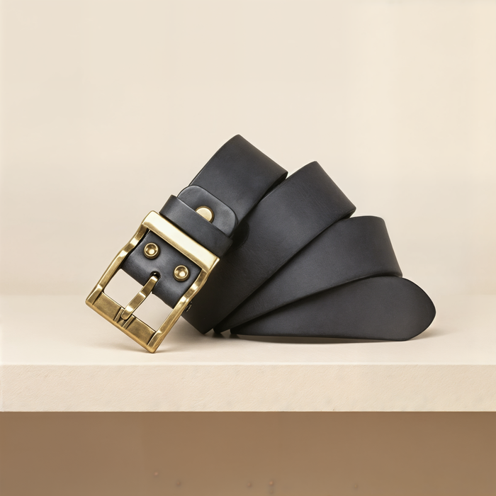 HERITAGE BRASS PRONG LEATHER BELT