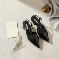 POINTED KITTEN HEEL SLINGBACK MULE