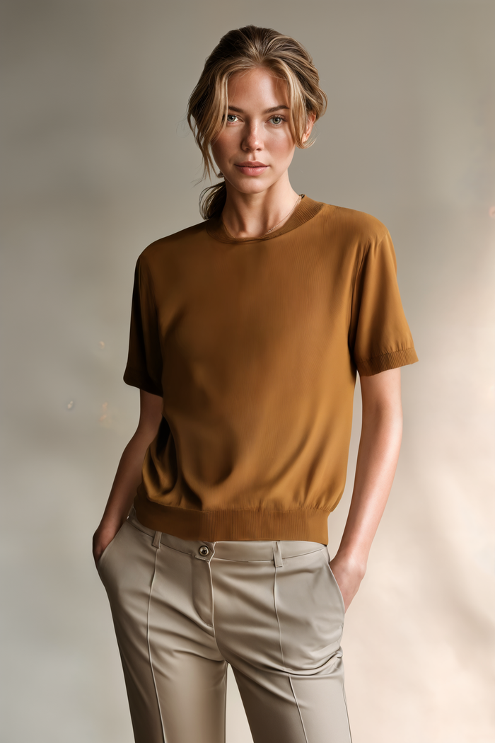 SILK BLEND MOCK NECK KNIT
