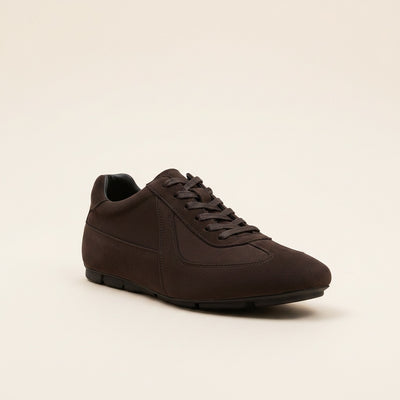 SUEDE LOW TRAINER IN ESPRESSO