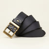 MATTE BRASS PRONG LEATHER BELT
