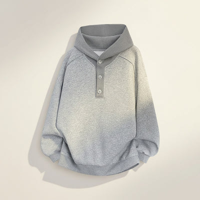 KNIT HENLEY FUNNEL HOODIE