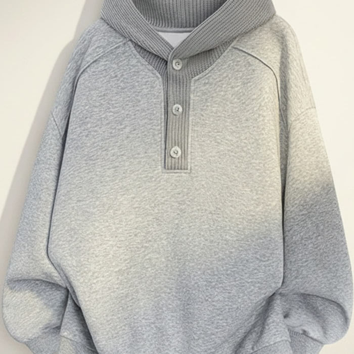 KNIT HENLEY FUNNEL HOODIE