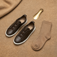 CHOCOLATE TRIPLE-STITCH LEATHER SLIP-ON