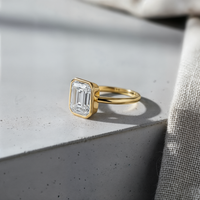 BEZEL EMERALD-CUT MOISSANITE RING