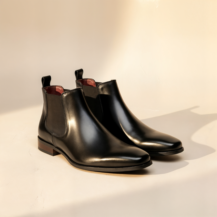 SQUARE-TOE LEATHER CHELSEA BOOT