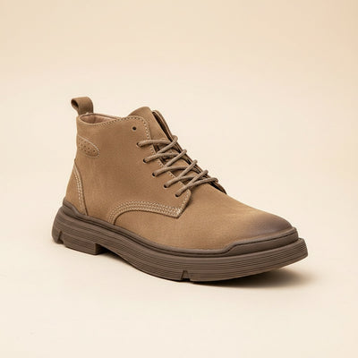 CAMEL SUEDE LACE-UP BOOT