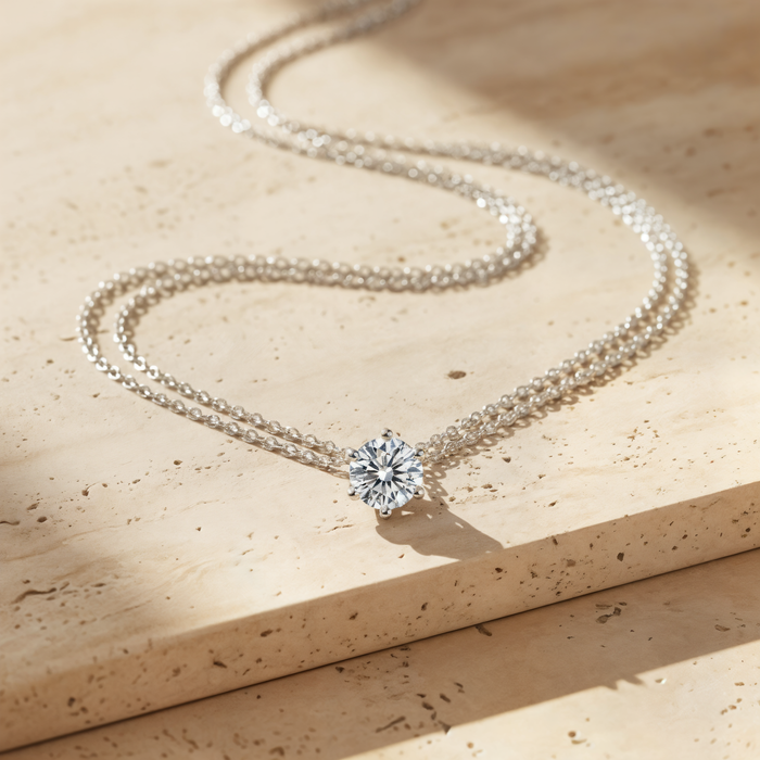 SIX-PRONG SOLITAIRE PENDANT NECKLACE