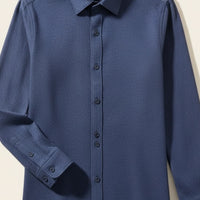 BRUSHED WOOL-BLEND POINT COLLAR SHIRT
