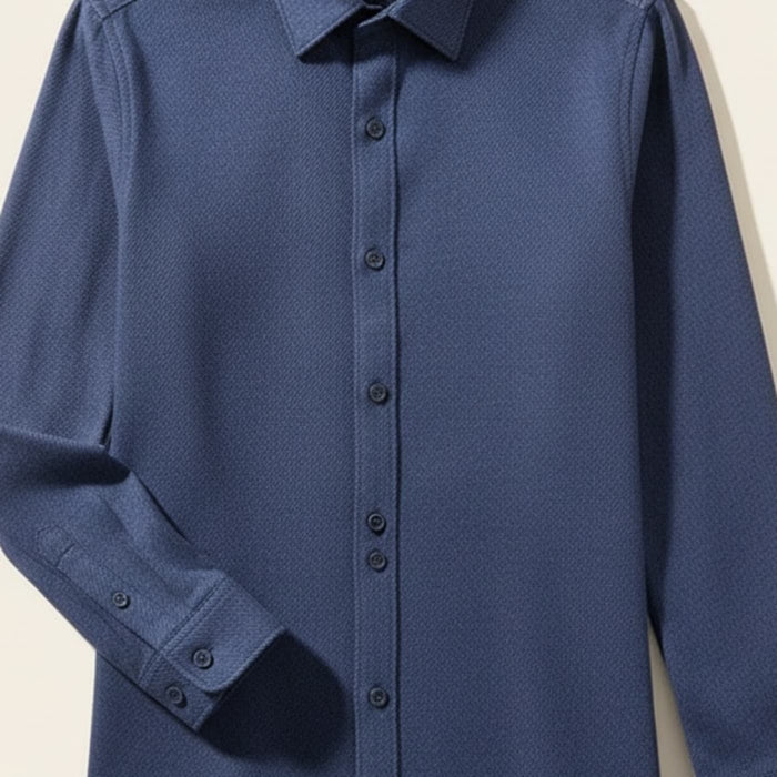 BRUSHED WOOL-BLEND POINT COLLAR SHIRT
