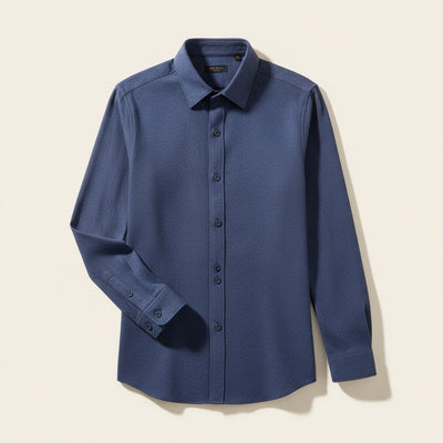 BRUSHED WOOL-BLEND POINT COLLAR SHIRT