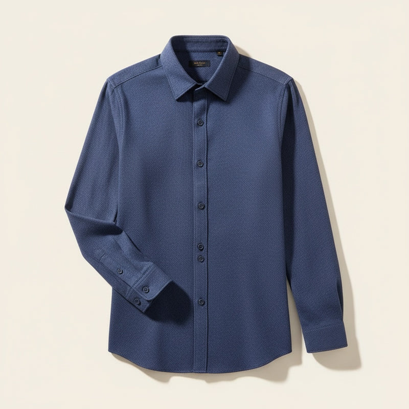 BRUSHED WOOL-BLEND POINT COLLAR SHIRT