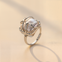 BAROQUE PEARL SCULPTURAL SILVER RING