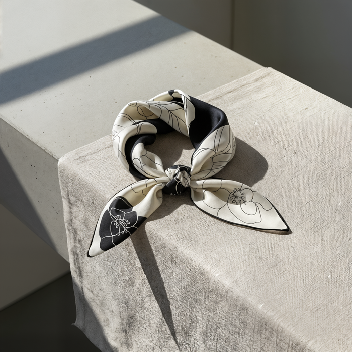 INK FLORAL SILK SQUARE