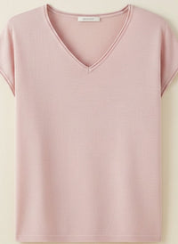 SILK-WOOL V-NECK KNIT TEE