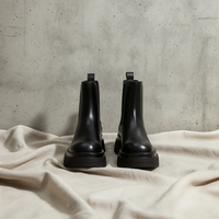 BLACK LUGGED CHELSEA PLATFORM ANKLE BOOT