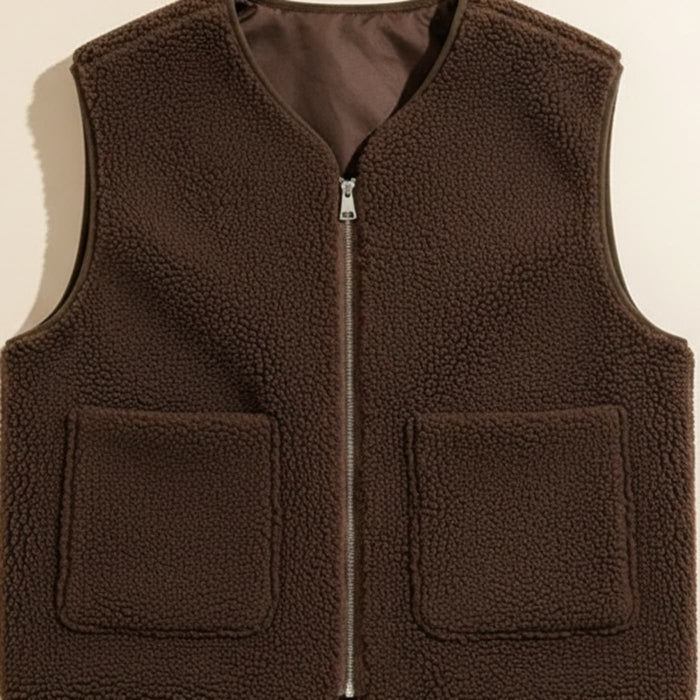 SHEARLING ZIP FLEECE VEST