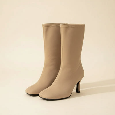 SAND SQUARE-TOE MID-CALF BOOT