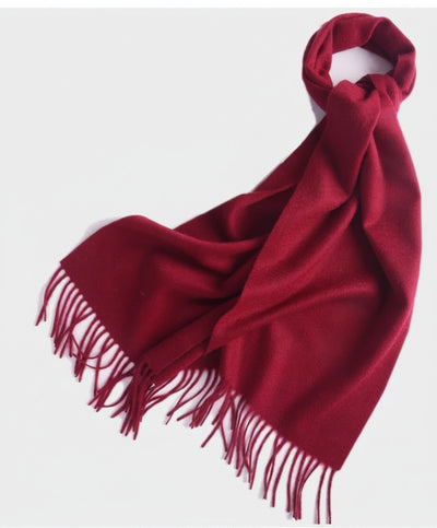 BURGUNDY CASHMERE FRINGE SCARF