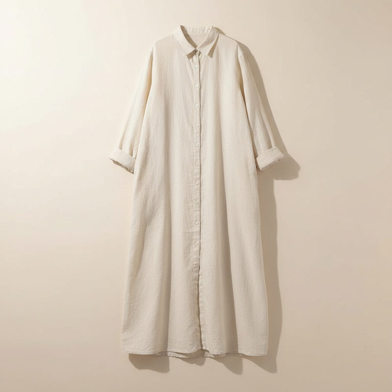 LONG LINEN SHIRT DRESS