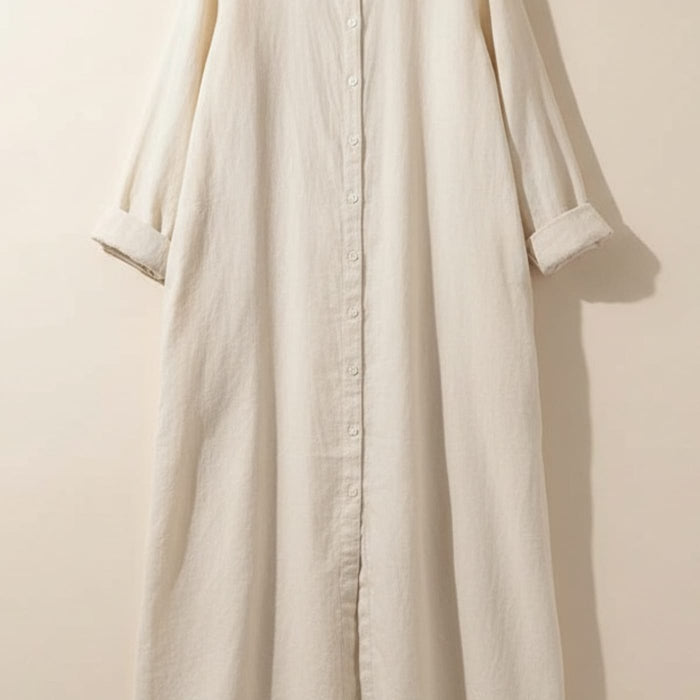 LONG LINEN SHIRT DRESS