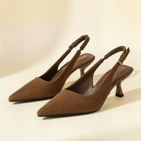 CAMEL SUEDE SLINGBACK KITTEN PUMP