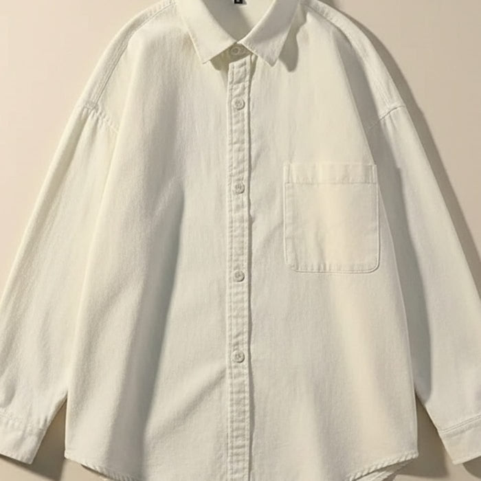 IVORY COTTON TWILL LAYERING SHIRT