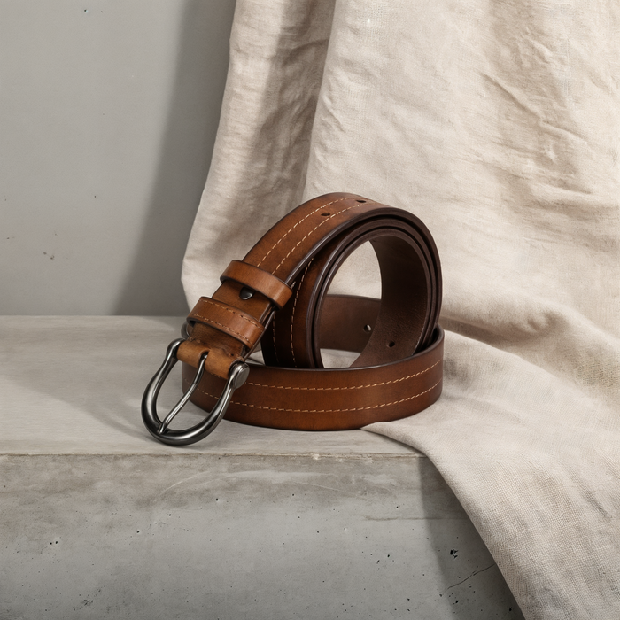 FULL-GRAIN LEATHER PIN BELT