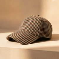HOUNDSTOOTH SIX-PANEL WOOL CAP