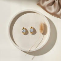 CRESCENT MOISSANITE STUD EARRINGS