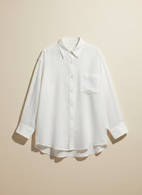 OVERSIZED LINEN POINT-COLLAR SHIRT