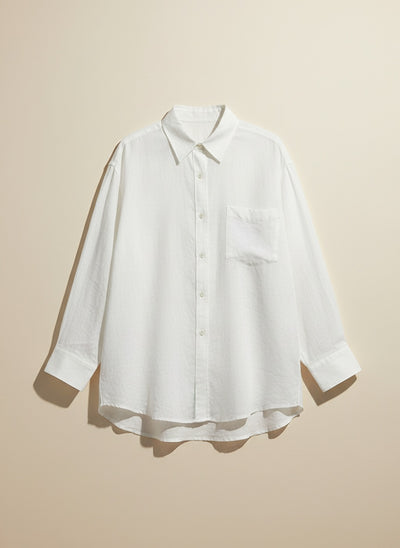 OVERSIZED LINEN POINT-COLLAR SHIRT