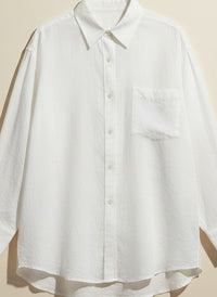 OVERSIZED LINEN POINT-COLLAR SHIRT